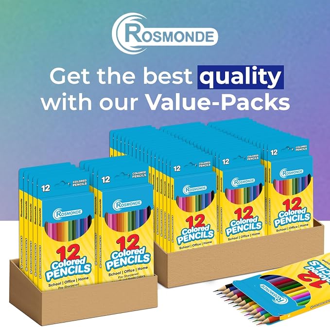 Rosmonde 2000 Pack Colored Pencils Bulk Set, 12 Vibrant Pre Sharpened Colors Set - Image 6
