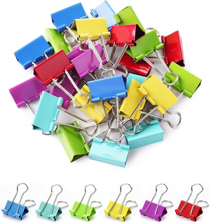 Mr. Pen- Binder Clips, 1.25 inch, 25 Pack | Colored Colored Binder Paper Clips by MrPen