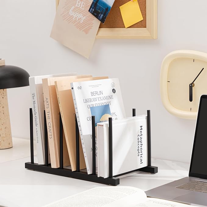 HBlife Black Desk File Organizer 5 Section Vertical File Sorter, 2 Pack Bamboo - Image 6