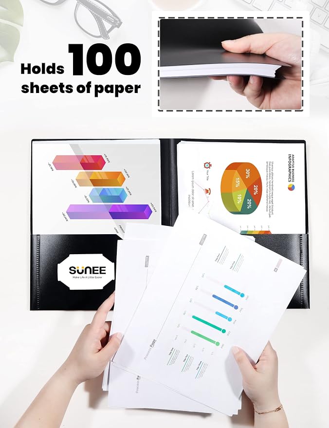 SUNEE 2 Pocket Folders Heavy Duty Plastic Folders - Image 4
