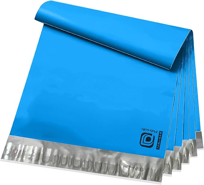 POLYSELLS 100 pcs 7.5x10.5 Inches Blue Poly Mailers Shipping Envelopes by POLYSELLS