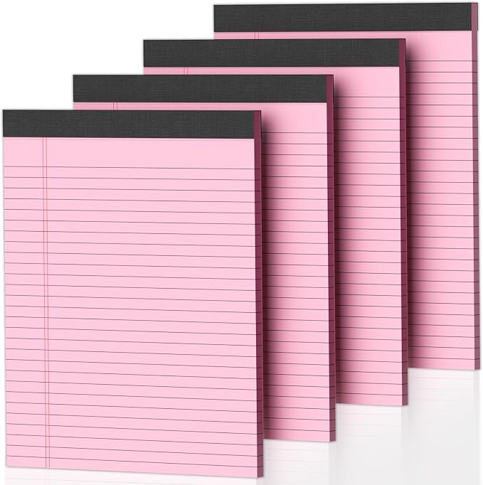 4 Pack Pink Legal Pads 8.5 x 11 Pink Note Pads 8.5 x 11 Notepad 8.5 x 11 Micro by Nichela