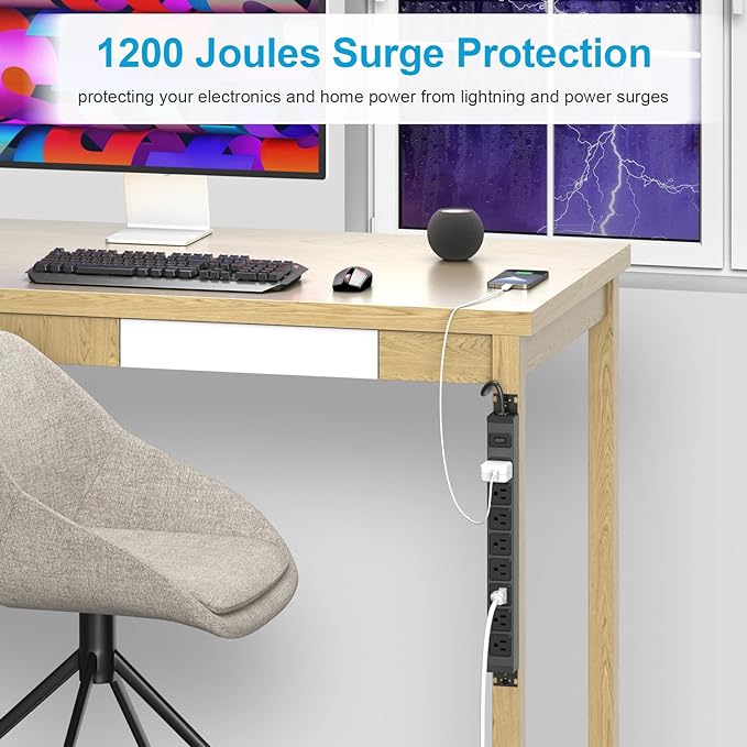 HHSOET Metal 360° Rotating Mountable Power Strip, 8 Outlet Gaming Table Mounted - Image 6