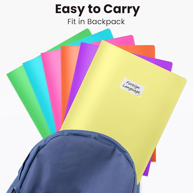 Sooez 6Pack Folders with Pockets, Pastels Colors, Heavy Duty Pocket Folder - Image 5