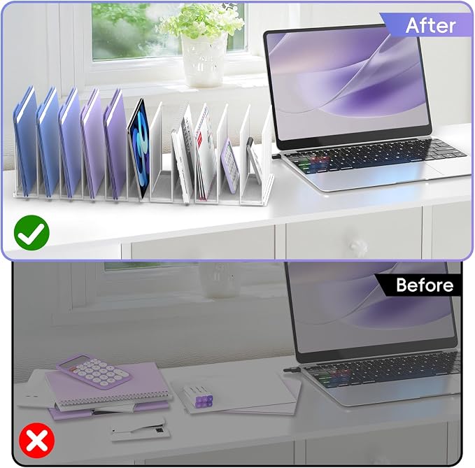 File Organizer for Desk, 11-Section Vertical File Sorter, Paper Holder - Image 7