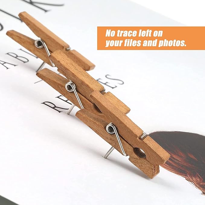 50 PCS Push Pin with Wooden Clips, Durable Wooden Push Pins, Decorative - Image 4