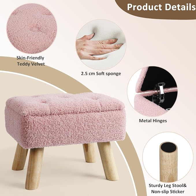 OGEMXU Storage Ottoman, Small Foot Stool Ottoman - Image 6