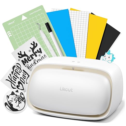 Vinyl Cutter Machine S501 - Smart Compact Sticker Maker for Vinyl & Paper Crafts, Portable Plotter DIY Cutting Machine for Sticker Joy Craft & Party Supplies, Wedding Decor, Beige-DeskLoop Office