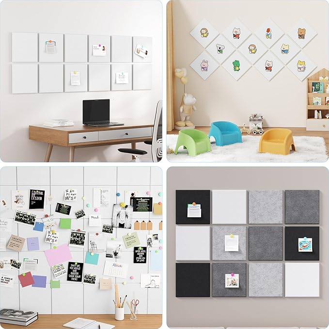 Large Cork Boards for Walls – 48 x 36 Self Adhesive Felt Wall Tiles, Ideal for Office Wall Organizing Bulletin Board, Easy to Install Cork Boards Felt Board-DeskLoop Office