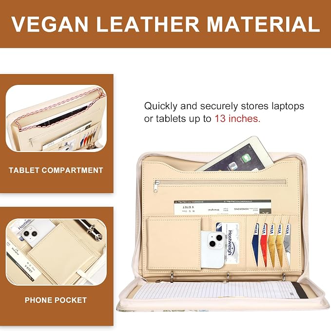 Leathario Portfolio Binder, Includes 5 Folder Index Dividers and 3 Notepads - Image 4