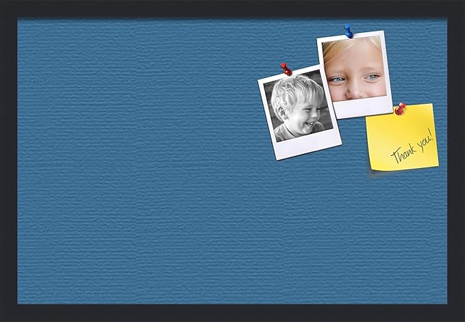 PinPix 24x16 Inch Cork Bulletin Board. This Decorative Framed Pin Board Comes with Navy Pastel Design and a Satin Black Frame. Ideal for Home Office Decor or Message Board (PinPix-1811)-DeskLoop Office