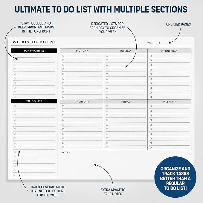 Weekly Planner Pad: To Do List Desk Notepad - Image 3