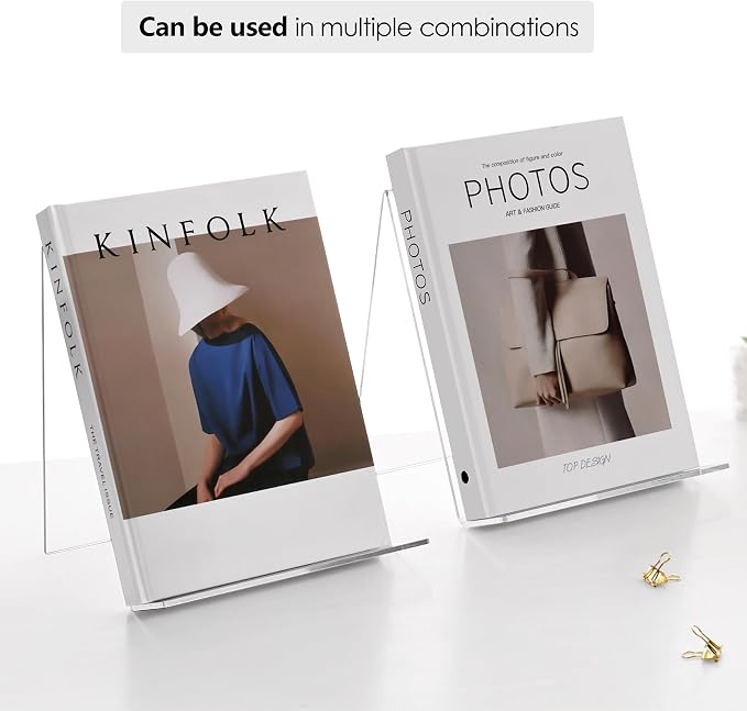SANRUI 2 Pack Acrylic Book Display Stand 8x11 Inch, A4 Clear Easel Base Holder - Image 5