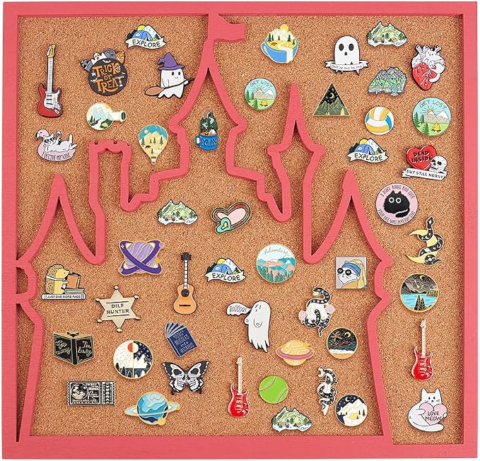 BENECREAT Square Castle Pin Board, 11.8x11.8inch Bulletin Display Board by BENECREAT