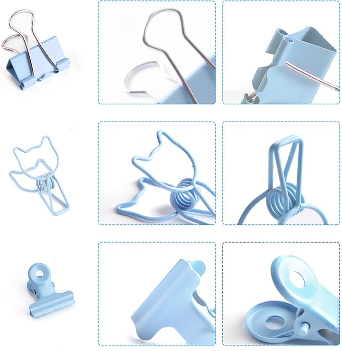 Paper Binder and Clips Set, Metal Assorted Sized Binders - Image 3