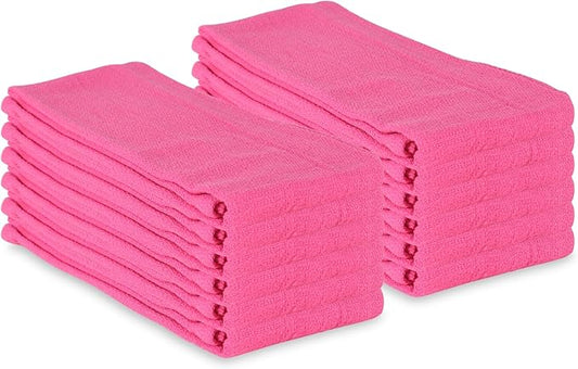 Arkwright Surgical Huck Towels - (Pack of 12) Lint Free & Highly Absorbent Pre-Treated Cotton Cleaning Cloths, Perfect for Medical, Auto Detailing, Window Glass, and Shop, 16 x 26 in, Pink-DeskLoop Office