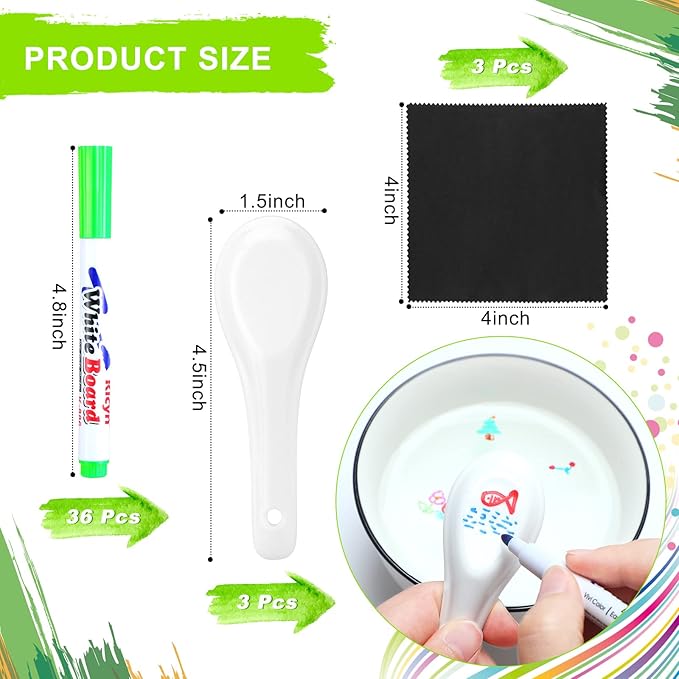 Teling 36 Pcs Magic Drawing Pen Bundle 12 Colors Magical Water Painting Pens for Kids Create Magic Pen Floating Ink Drawings Set with Spoons and Towel, Tattoo Water Marker Xmas Gift for Boy and Girl-DeskLoop Office