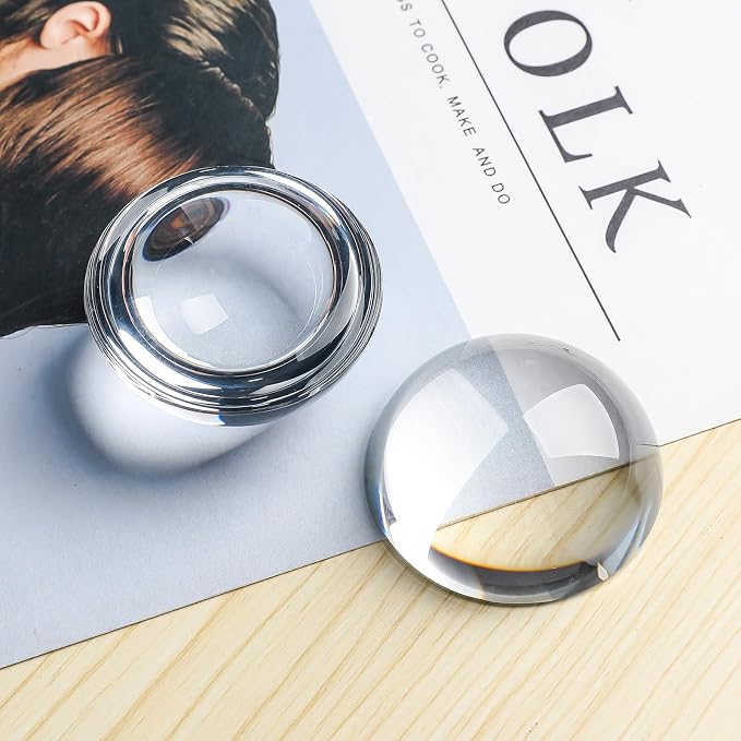 2pcs 2.4inch Crystal Dome Magnifying Paperweight, Reading Magnifier Glass Paper - Image 3