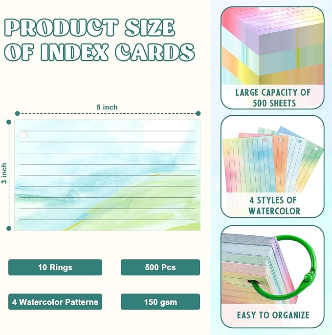 500 PCS Colored Index Cards - Image 2
