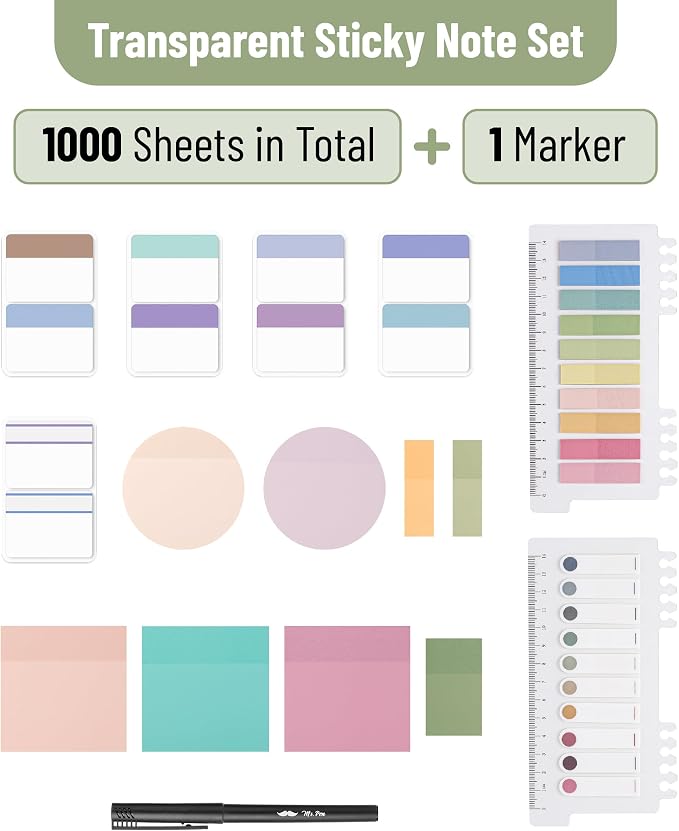 Mr. Pen- Transparent Sticky Notes Set, 1000 Sheets | Transparent Sticky Notes - Image 2