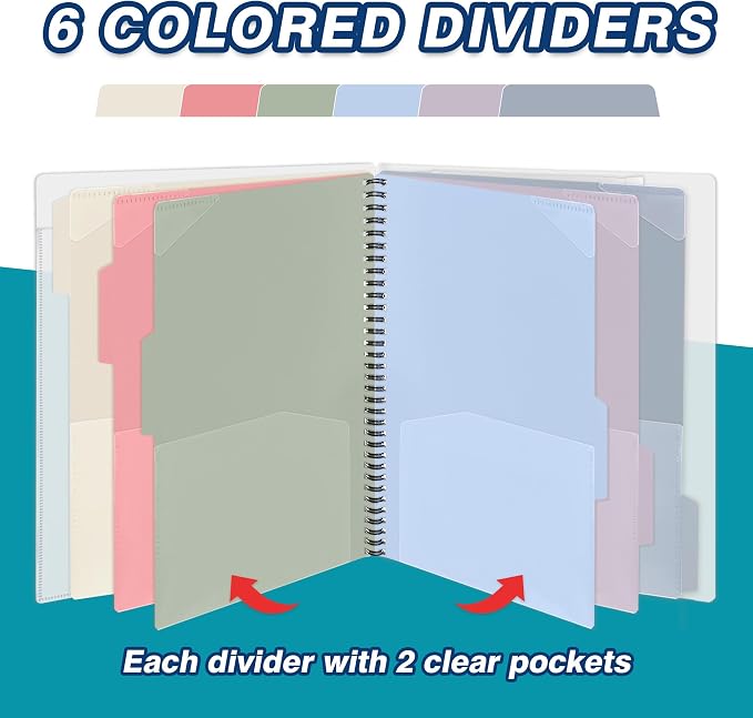 H4D 12 Pocket Morandi Color Spiral Multi Pocket Folder Poly Project Organizer - Image 4