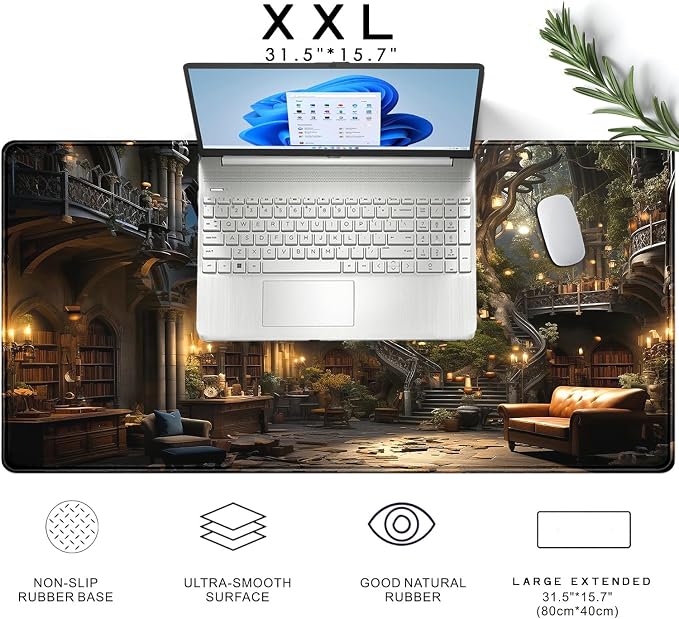 Dark Academia Bookish Desk Mat Adventure Dreams Extended Mousepad Large Gaming - Image 6