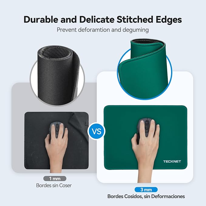 TECKNET Mouse Pad with Anti-fray Stitchin, Waterproof Surface & Non-Slip Rubber - Image 2