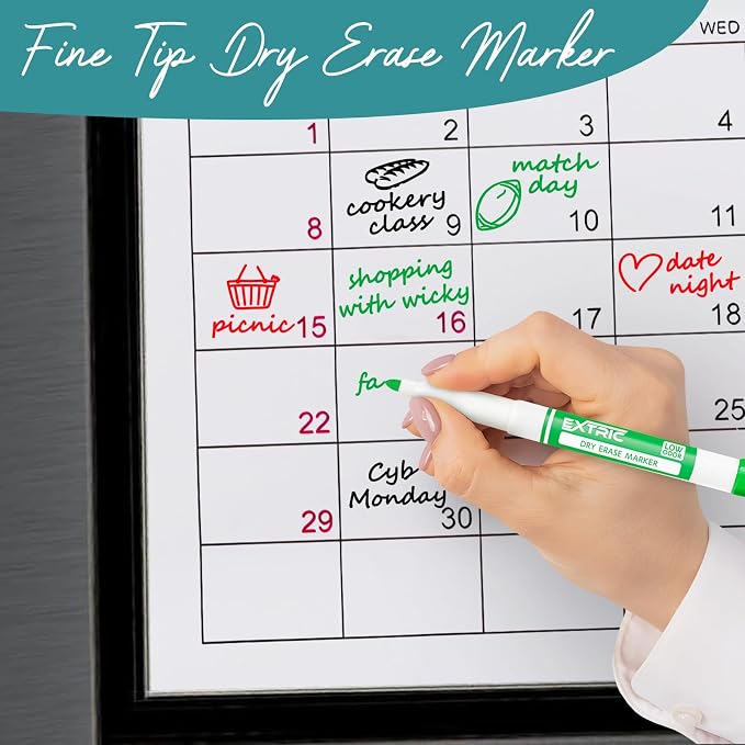 EXTRIC Green Dry Erase Markers Fine Tip 12 PK Whiteboard Markers | Use: School - Image 6