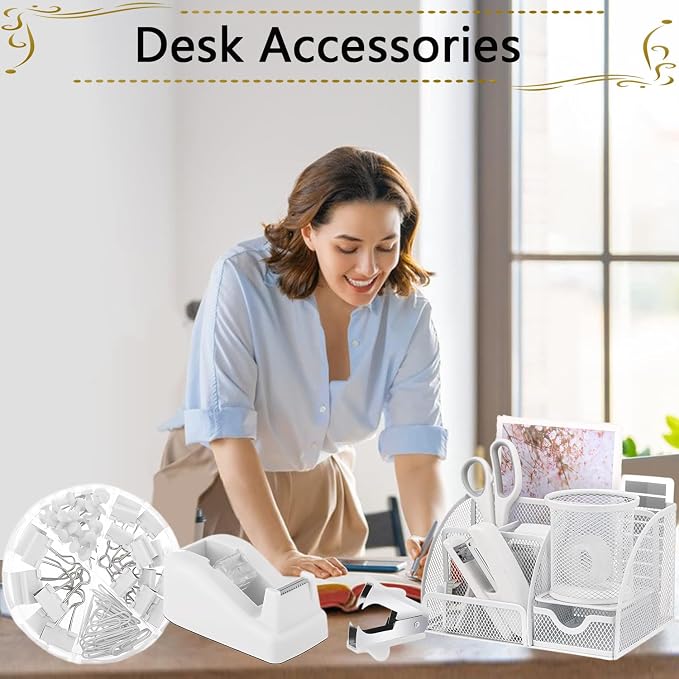 Office Supplies, Desk Accessories, Stapler and Tape Dispenser Set, 1000 Staples - Image 9