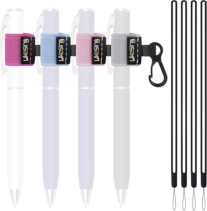 Likesing Pen Holder for Lanyard, 4 Set Elastic Retractable Pencil Holder by Makelifethewayyoulike