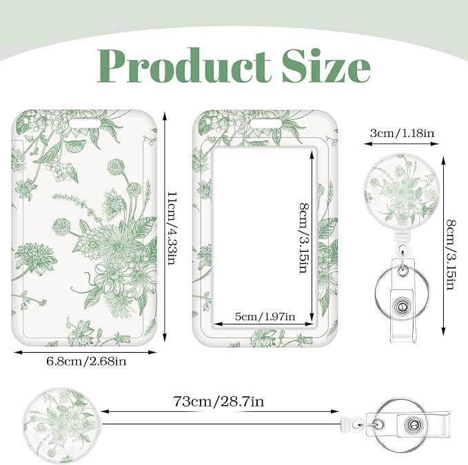 3 Set Floral Badge Holder Retractable Reel ID Badge Holders - Image 2