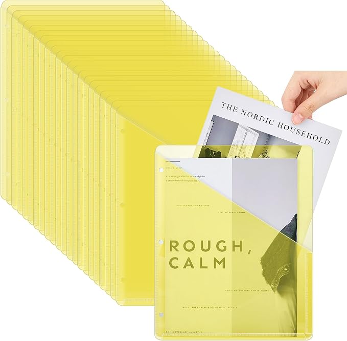 Seajan 48 Pcs Pocket Folders for 3 Ring Binder Clear Plastic Folders Sleeves by Seajan