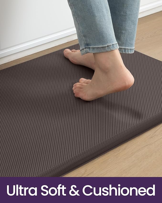 DEXI Kitchen Mat Cushioned Anti Fatigue, Non Slip Waterproof Comfort Standing Floor Rug for Kitchen, Office, Sink, Laundry, 48x20, Brown-DeskLoop Office