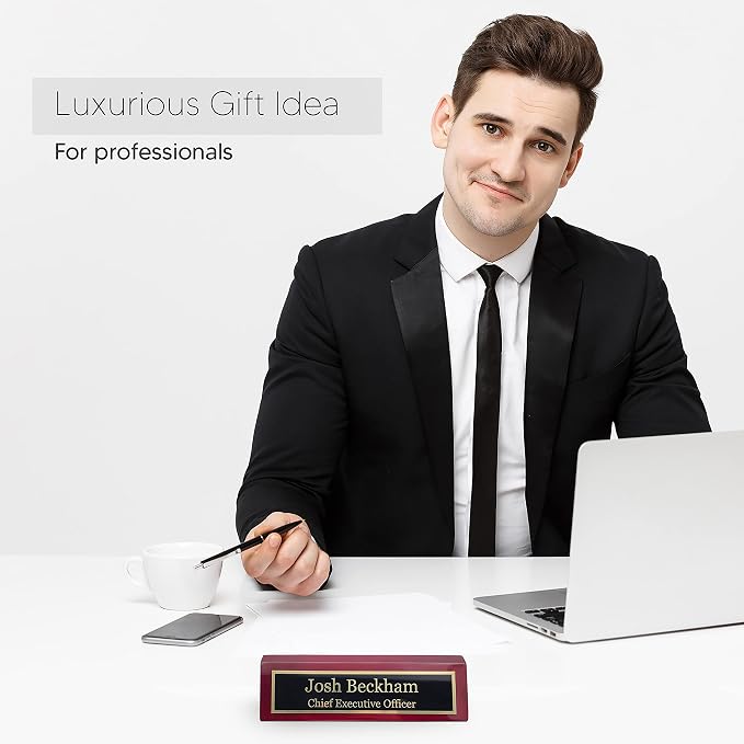 Business Wood Name Plate for Desk | Custom Desk Name Plate Personalized Gift - Image 5