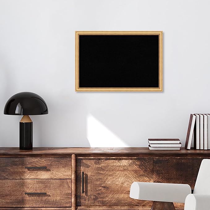Amanti Art Black Cork Board for Wall, 18x26 Vision Board with Gold Wood Frame, Medium Corkboard Office Decor for Home Organization, Casual Corkboard Pinboard to display items for home organization-DeskLoop Office