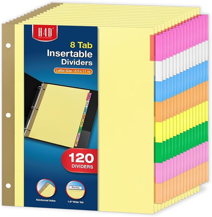 H4D 120 Pack Insertable Binder Dividers by H4D