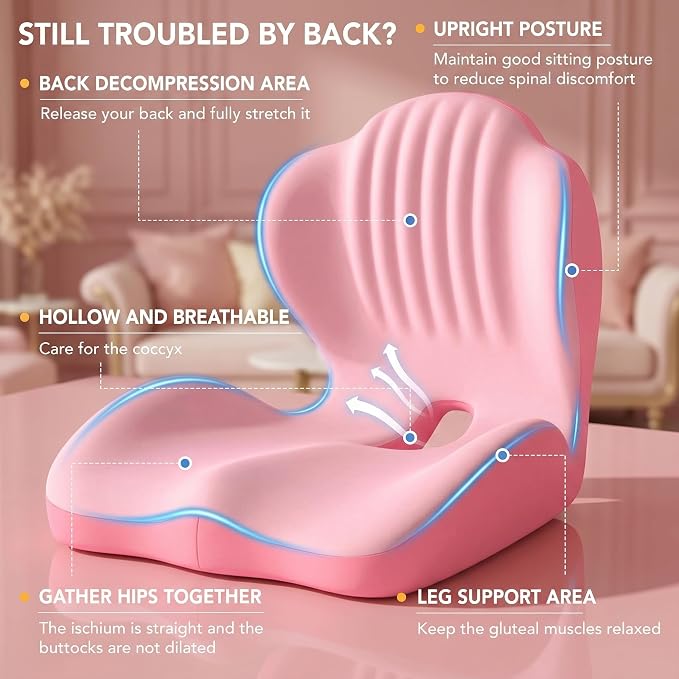 Ergonomic Office Chair Seat Cushion, L-Shaped Memory Foam Coccyx Cushion - Image 2