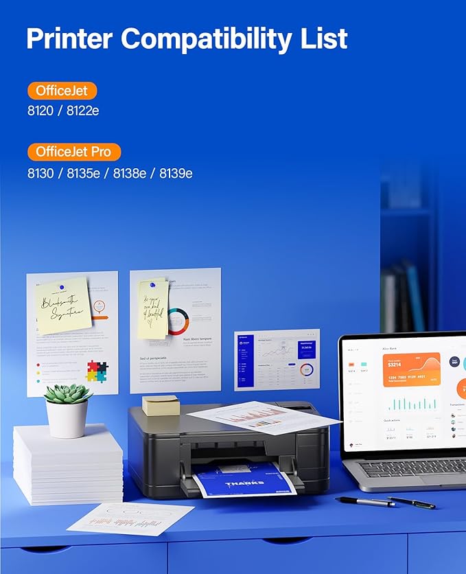 923 923e with chip Ink Cartridges 4-Pack High Yield Replacement for HP 923 923e 923XL Ink Compatible for HP OfficeJet Pro 8135e 8138e 8139e 8122e 8120 8123 8130 8133 Printers Black Cyan Magenta Yellow-DeskLoop Office