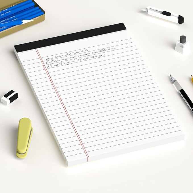 12pcs Small Note Pad 5x8 College Ruled White Legal Pads Paper Notepads 12 Pack Study Back Writing Pads 5 x 8 Legal Pads Perforated Narrow Ruled Pads of Paper White-DeskLoop Office