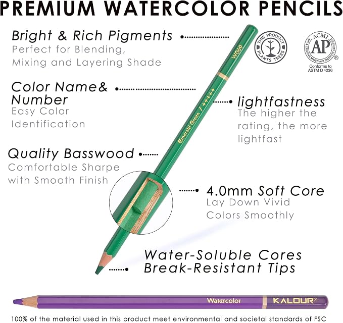 KALOUR Premium Watercolor Pencils, - Image 3