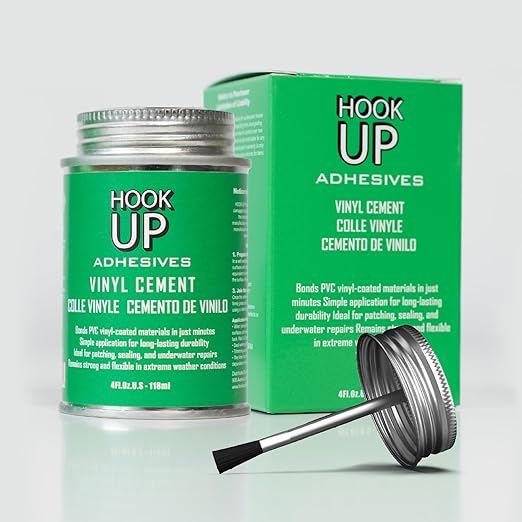 HOOK UP Adhesives Vinyl Contact Cement, Glue 4oz Waterproof, Fast-Drying Repair Adhesive for Pools, Inflatables, PVC, Air Mattresses, PVC Pipes, Tarps, Boats, Rafts, Upholstery Strong Bond, Cement-DeskLoop Office