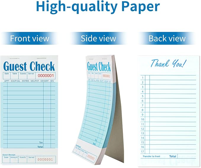 ZPARIK 24 Pack Blue Guest Checks Books - Image 2