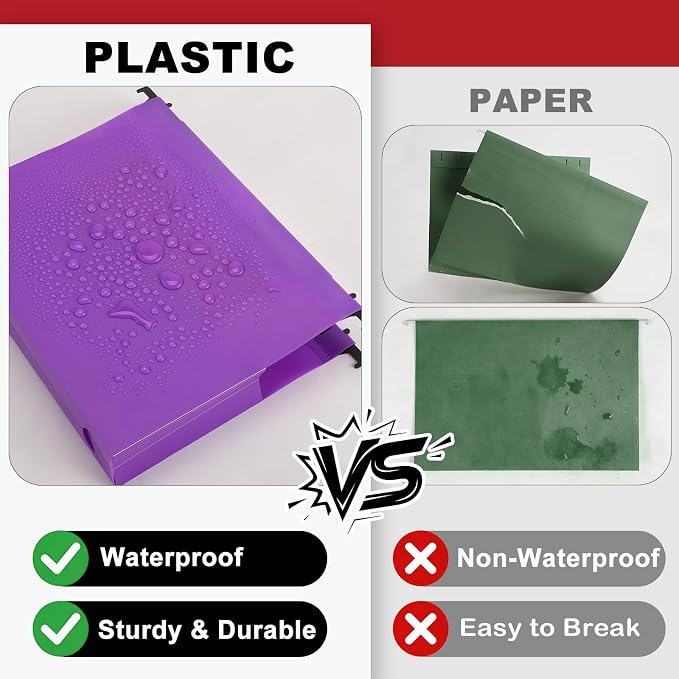 Navona 10 Pack Plastic Hanging File Folders, Letter Size | Heavy Duty 2" - Image 3