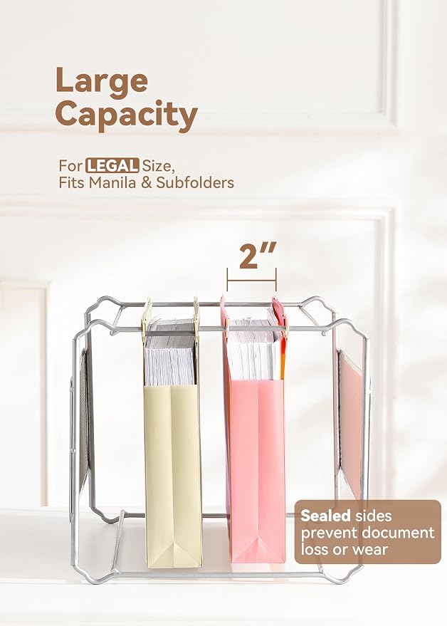 SortRax Plastic Extra Capacity Legal Size Hanging File Folders, Heavy Duty - Image 2