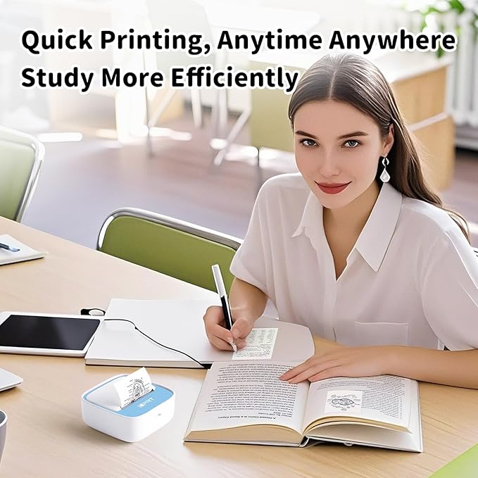 iDPRT Portable Mini Thermal Sticker Printer, Bluetooth Inkless Printers with 1 Roll Sticker Paper, Sticker Machine Efficiently and Quickly, for Notes, Journal, DIY, Kids Gift-DeskLoop Office