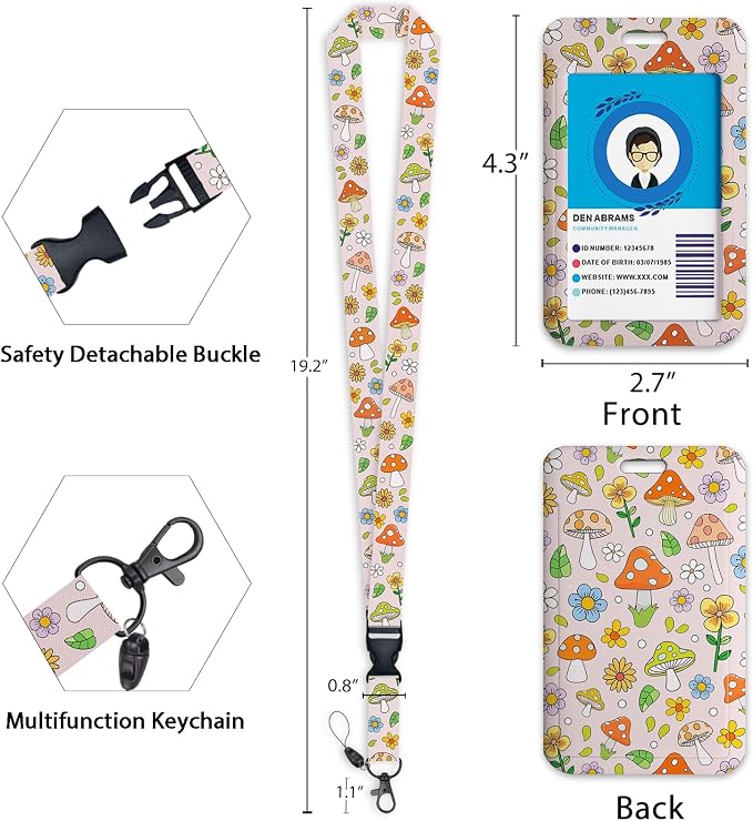 Giancomics Lanyards for Id Badges, Mushroom ID Badge Holder - Image 4
