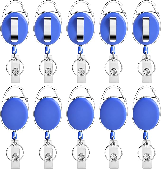 Retractable Badge Holder with Carabiner Reel Clip and Key Ring by moeverEx