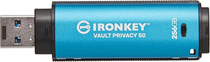 Kingston IronKey Vault Privacy 50 256GB Encrypted USB | FIPS 197 | AES-256bit | BadUSB Attack Protection | Multi-Password Options | IKVP50/256GB-DeskLoop Office