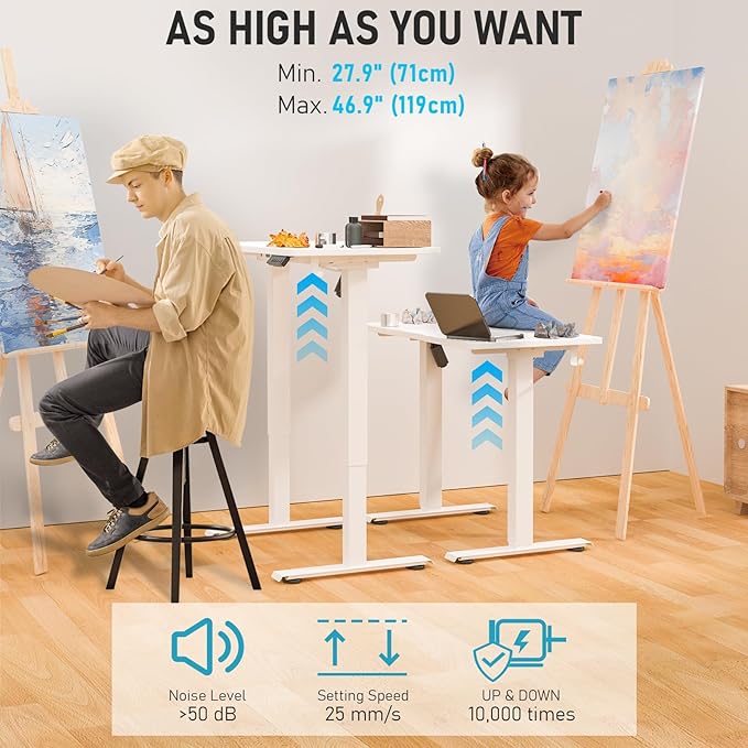 35 * 20 Electric Standing Desk, Adjustable Height Sit Stand Up Desk, Motorized Home Office Computer Gaming Workstation Desk-DeskLoop Office