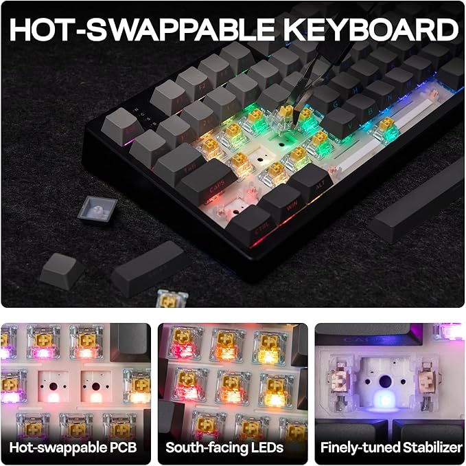 EPOMAKER TH108 Full Size Mechanical Keyboard, Wireless Gaming Keyboard with 8000mAh Battery, Creamy Gasket, 108 Keys, Hot Swap, Custom Driver, RGB Backlight (Black, Sea Salt Silent)-DeskLoop Office